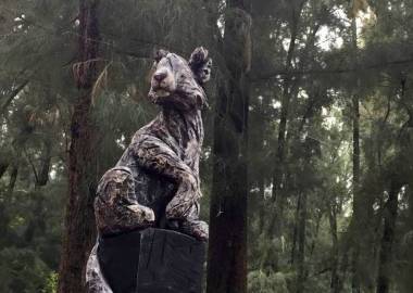 Claire-Alexie Turcot Eucalyptus, acrylique 190 cm x 50 cm x43 cm,
Symposium de sculpture de Colomos forest, Guadalajara 2017,Mexico-Claire-Alexie Turcot